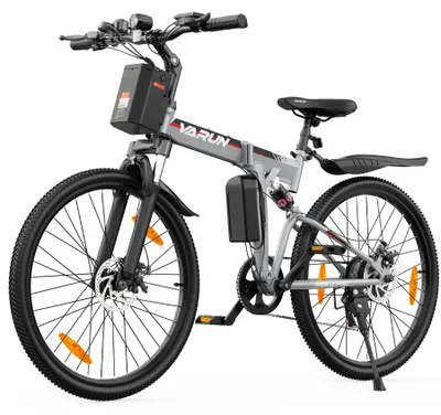 Immagine prodotto di Bicicletta elettrica per adulti - M26-3 PRO, pieghevole - Motore brushless da 250W - Batteria al litio da 48V 7,8Ah - Pneumatici da 66 cm - E-bike da città - Argento e nero