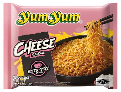 Zdjęcie produktu dla Szybkie danie w postaci makaronu "Yum Yum" o smaku sera, przygotowywane na patelni, pikantne, 60g
