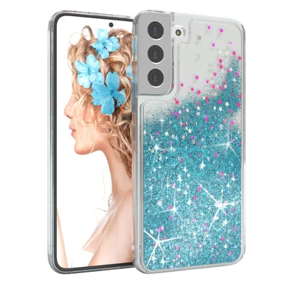 Produktbild von EAZY CASE - Glitzer Hülle kompatibel mit  Samsung Galaxy S22 Plus 5G Glitzer Schutzhülle, Soft Case, Backcover Transparent mit Motiv