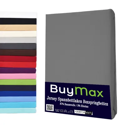 Produktbild von Buymax® Spannbettlaken Wasserbettlaken Jersey Wasserbett Boxspringbett 140x200-160x220 cm 160g/m² Farbe: Anthrazitgrau