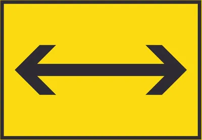Produktbild von Richtungspfeil rechts links Schild waagerecht schwarz gelb Pfeil A6 Rückseite selbstklebend