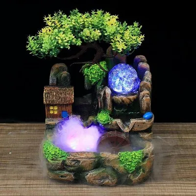Zdjęcie produktu dla Kamerfontein – polihars – wewnętrzna fontanna z rozpylaczem LED – dekoracyjny element do sypialni – Luxento