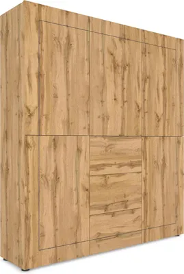 Image de Buffet Haut Elios 5 Portes/3 Tiroirs, 150 X 35 X 165 Cm, Chêne Naturel