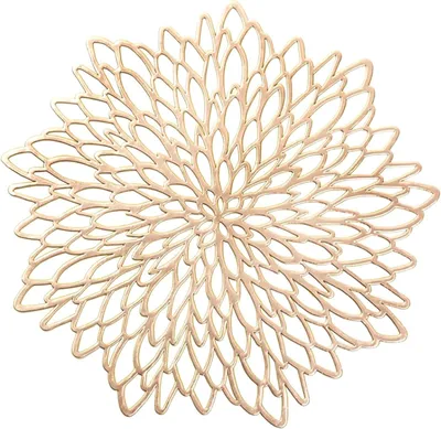 Produktbild von 4er Set Rund PVC Platzset Abwaschbar 38cm Hitzebeständig rutschfest Gold, Ideal für Weihnachten Hochzeit Küche Party