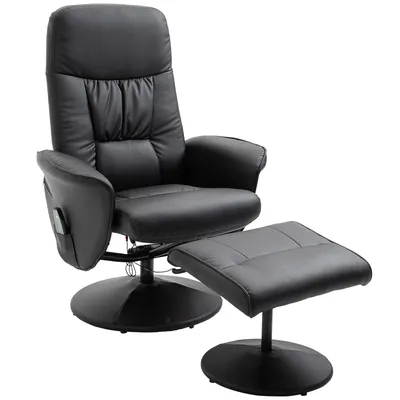 Produktbild von Fortuna Lai Relaxsessel Fernsehsessel Massagesessel mit hocker Stauraum mit 10 Vibrationpunkte Kunstleder Schwarz 76 x 81 x 105 cm