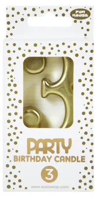 Produktbild von Clairefontaine 6x Goldene Geburstagskerze 3 - 6,3x10,5 cm - Gold 33700-3C