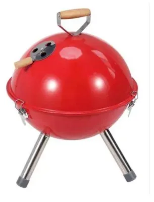 Produktbild von Holzkohlegrill Tischgrill Kugelgrill tragbar klappbar mit Deckel 31 cm Rot Campinggrill Gartengrill