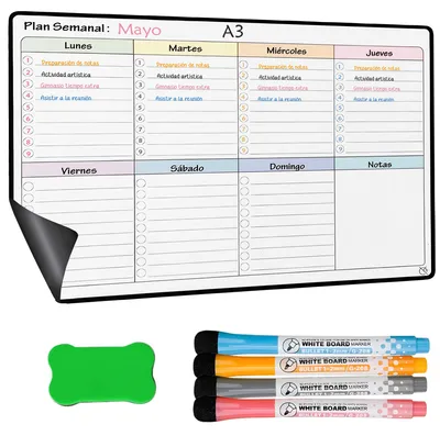 Produktbild von Kühlschrankkalender A3, Monatsplaner und Wochenplaner, 4 Stifte, 1 Radierer, für Küche