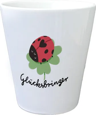 Produktbild von Glücksbringer Blumentopf mit Marienkäfer auf Kleeblatt