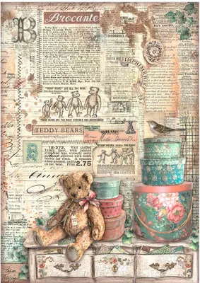 Produktbild von Motiv-Strohseide "Brocante Antiques - Teddy", DIN A4