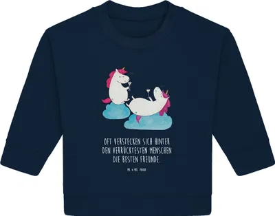 Produktbild von Mr. & Mrs. Panda Organic Baby Pullover Einhorn Sekt 12. - 18. Monat - French Navy - Geschenk, Bullover, Einhörner, Party, Spaß, Korken, Unicorn, Freundinnen