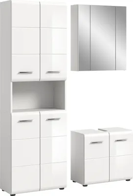 Produktbild von Badezimmer-Set >Ice< in Weiß Hochglanz - 135x190x32cm (BxHxT)