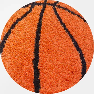 Produktbild von Kinderteppich Rund Basketball Design Teppich Kinderzimmer Pflegeleicht Weich, Grösse:100 cm Rund