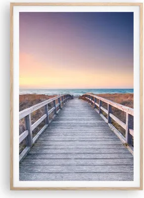 Produktbild von Gerahmtes Poster - Rahmen in heller Eiche - Weg Meer Brücke - 70x100 cm - Wand Bild - Wanddeko - Wandbilder - Kunstposter - Wandposter - Bilderrahmen - Bilder - Kunstdruck - P2NPA70x100-4948