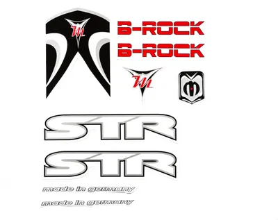 Produktbild von Fahrrad Nachbildung Satz Aufkleber Rahmen frame Decal Sticker STR B-Rock weiß schwarz rot