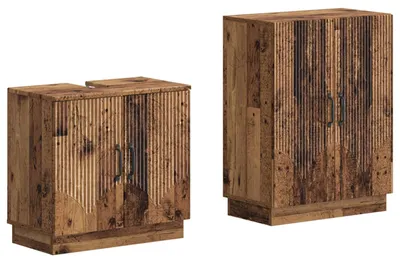 Immagine prodotto di vidaXL Set di due mobili da bagno HOORN, in legno massello riciclato e materiale composito