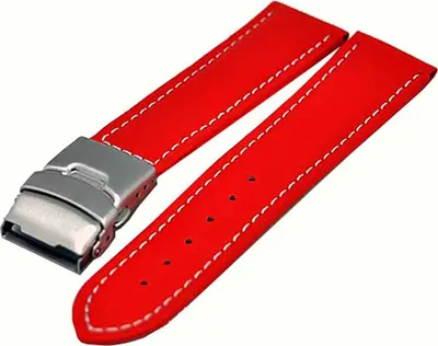 Produktbild von Uhrenarmband mit Faltschließe 24mm rot mit weisser Naht