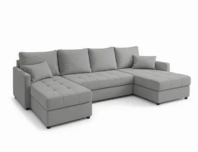 Produktbild von AX LIVING Ecksofas groß Dolceo 287 cm – Sofa grau mit Schlaffunktion & Ottomane