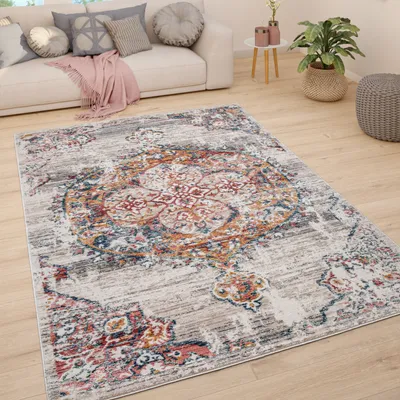 Immagine prodotto di Tappeto soggiorno a pelo corto vintage pastello moderno motivo orientale dimensioni 80x150 cm