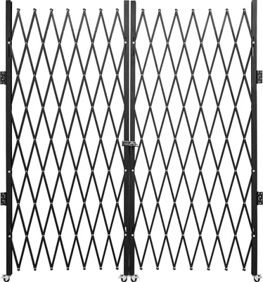 Obrázok produktu pre Dvojitá skladacia bezpečnostná brána, skladacia brána 156 x 310 cm, oceľová harmoniková bezpečnostná brána, rozkladacia bezpečnostná brána, 360° rolovacia zábrana, nožnicová brána alebo dvere s kľúčmi