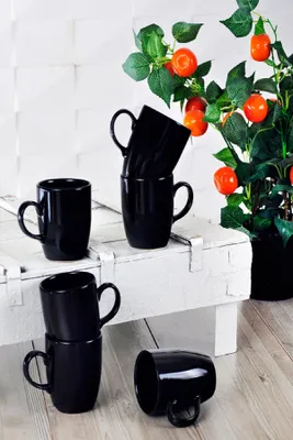 Produktbild von Hermia Concept, ST101206F650A0000000AET900, Kaffeebecher, Tassenset (6-teilig), Schwarz, Keramik, 7,9 x 9,5 x 9,5 cm