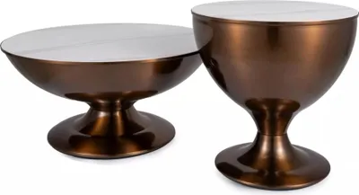 Produktbild von MARNO Couchtisch-Set – Weiß/Kupfer