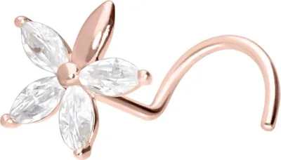 Produktbild von Nasenpiercing, Nasenstecker 14/18 Karat Gold Nasenstecker Spirale MOISSANIT-BLUME