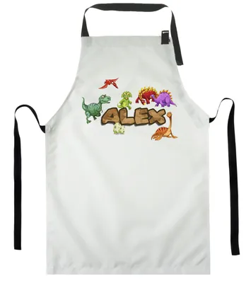 Produktbild von Personalisierter Kinderschürze Kind Malschürze Kunstkittel Kochschürze Apron Werkschürze mit einem motiv Weiß Dinosaurier mit Namen[074]