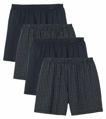 Produktbild von CALIDA Herren Web-Boxershorts, 4er Pack - Prints Benefits, Baumwolle, Single Jersey Dunkelblau/Weiß XXL (58/60)