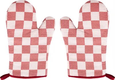Produktbild von TOPFHANDSCHUHE 1 Paar Karo aus 100% Baumwolle Grillhandschuh Küchenhandschuh Ofenhandschuh 62 (Rot)