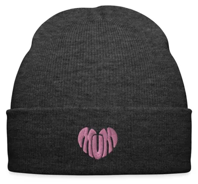 Produktbild von Spreadshirt Stickerei Mum Pinkes Herz Bestickte Wintermütze, One size, Asphalt