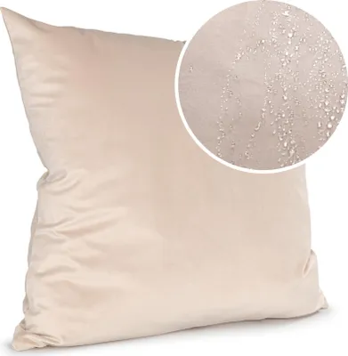 Produktbild von Dekokissen Kissenhülle mit Reißverschluss Sofakissen 40x40cm mit Füllung Einfarbig Samt Uni Beige