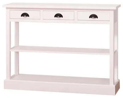 Obrázok produktu pre Casa Padrino kuchynská konzola vo vidieckom štýle biela 120 x 35 x v. 89 cm - Konzolový stôl vo vidieckom štýle s 3 zásuvkami