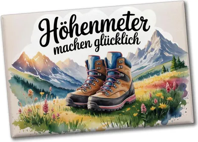 Produktbild von Bergwanderschuhe Souvenir Souvenir Magnet Höhenmeter machen glücklich