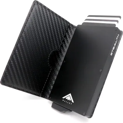 Produktbild von Wallet RFID Kartenportmonai Herren - Minimalistische Pop-Up-Portemonnaies mit Geschenkbox - Leichte Metall-Kreditkartenhalter für Männer (Schwarzes )