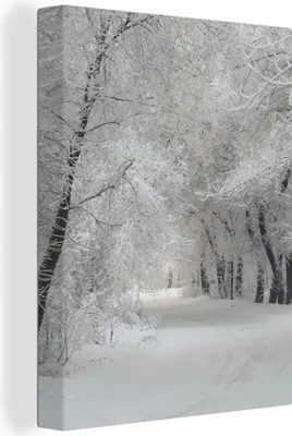 Produktbild von MuchoWow® - Leinwandbilder - Bäume - Schnee - Winter, Wandbild, Wanddeko Bilder Wohnzimmer, 90x120 cm