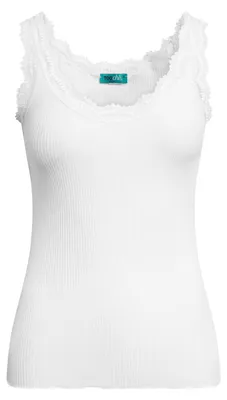 Produktbild von Ripp-Tanktop White Sky aus 100% Baumwolle mit zarter Spitze an Ausschnitt & Trägern