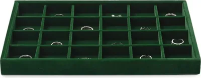 Produktbild von Organizer für Schmuck Tablett 24 Fächer Aussteller Dunkelgrün