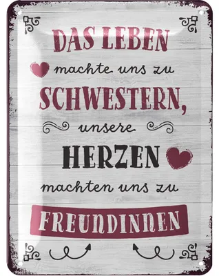 Produktbild von LANOLU retro Blechschild Schwester, Geschenk Schwester, Spruch für Schwesterherz, vintage Metallschilder Spruch Lieblingsschwester 15x20cm