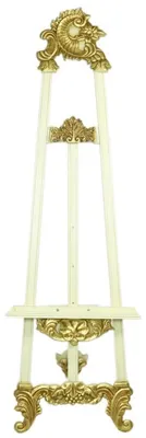 Image de Casa Padrino Chevalet baroque blanc / or 55 x H. 170 cm - Somptueux chevalet en bois massif avec support pliable