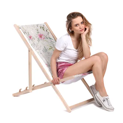 Image de Dreamroots Chaise longue pliante bois, bois de hêtre jusqu'à 130 kg, Chaise longue pliante avec réglage de l'inclinaison du dossier en 3 positions, Warm July