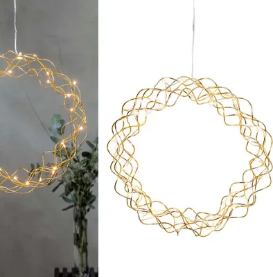 Produktbild von Eglo LED Lichterkranz Weihnachtskranz Curly Messing Ø30cm extra warmweiß 2200K zum Aufhängen