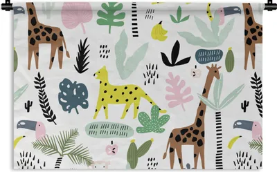 Produktbild von MuchoWow® Wandteppich Wandbehang Dschungel - Muster - Tiere 60x40 cm Tapisserie Dekoration Wandtuch - Wanddekorationen