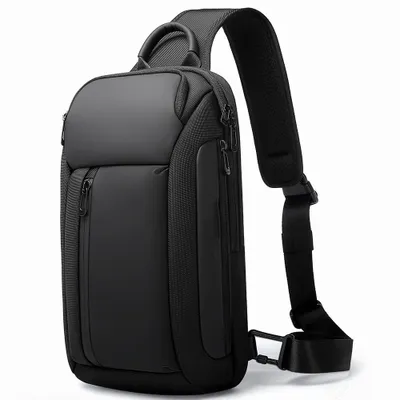 Produktbild von Sling Bag Wasserdichte Herren Brusttasche Schultertaschen Crossbody Sling Rucksack für Herren (Schwarz)