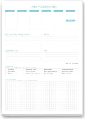 Produktbild von Meine Wochenplanung als Notiz-Block blau I To-Do-Liste zum Abreißen I DIN A4 I 50 Blatt I dv297