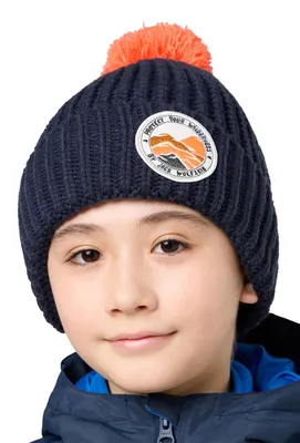 Zdjęcie produktu dla Czapka zimowa Jack Wolfskin Uni dla dzieci, model Pompom Badge K, kolor: granatowy, rozmiar: S (EU)