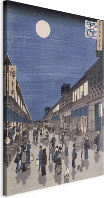 Produktbild von Vliesstoff Leinwandbild - Night time view of Saruwaka Street from 'Meisho Edo Hyakkei' (One Hundred Views of Edo) (Utagawa Hiroshige) 60x90 cm Reproduktionen l-E-12311-b-a
