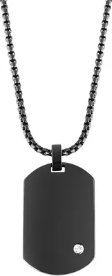 Produktbild von "Saranja", Edelstahl Halskette, Simili, Dog Tag, gravurfähig, 61 cm