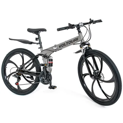 Immagine prodotto di Voltouri mountain bike pieghevole 26" – 21 velocità Shimano, doppia sospensione, freni a disco