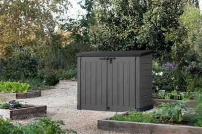 Produktbild von Mülltonnenbox Keter Store-it-out Max Dark Kunststoff inkl. Gasdruckfedern 145,5 x 82 x 125 cm grau